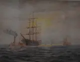 Shipping scene with tug towing a masted ship by H Parson, watercolour, offered May 2023