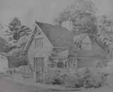 Wilson House Ashton-with-Stodday, Lancaster by Ian Campbell, pencil, offered May 2023