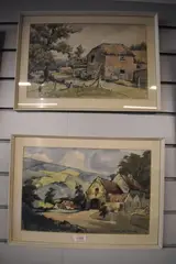 Rural farm settings by Robert E Waller, watercolor, sold May 2023