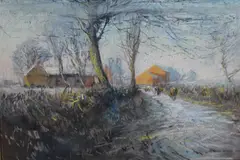 Pastels with contemporary feel by Albert Woods, oil, offered May 2023