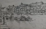 Entitled 'whitby by Gordon E. Cumming, ink and monochrome, offered May 2023