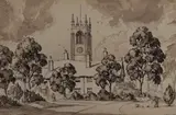 A view of St Martin's by Albert Thomas Pile, ink and monochrome, offered May 2023