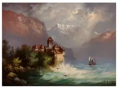 Untitled by Hubert Sattler, oil on board, offered Jun 2025