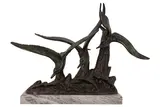An Art Deco patinated bronze seagull group by Irénée Rochard, bronze, offered Jun 2025
