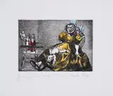 Untitled by Paula Rego, Etching with extensive handcolouring in watercolour, offered Oct 2024