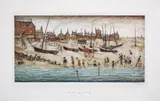 The Beach by L. S. Lowry, Offset lithograph printed in colours, sold Oct 2024