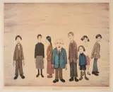 His Family by L. S. Lowry, Offset lithograph printed in colours, offered Oct 2024