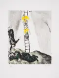 Jacob's Ladder by Marc Chagall, Etching hand-finished with watercolour, offered Oct 2024