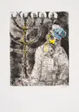 Aaron et le Chandelier by Marc Chagall, Etching heightened with watercolour, offered Oct 2024