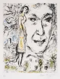 Autoportrait by Marc Chagall, Etching printed in colours, sold Oct 2024