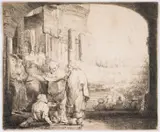 Peter and John healing the Cripple at the Gate of the … by Rembrandt Harmensz van Rijn, Etching with engraving and drypoint, offered Oct 2024
