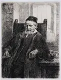 Jan Lutma by Rembrandt Harmensz van Rijn, Etching with engraving and drypoint, offered Oct 2024