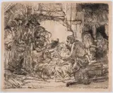 The Adoration of the Shepherds: with the Lamp by Rembrandt Harmensz van Rijn, Etching, circa, offered Oct 2024