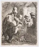 The Strolling Musicians by Rembrandt Harmensz van Rijn, Etching, circa, offered Oct 2024