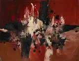 Exploded structure by Denis Bowen, 1958, Acrylic, sand and Ripolin on canvas, sold Oct 2024