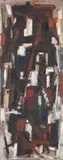 Figures standing deconstructed by Leo Davy, 1955, Oil on board, sold Oct 2024