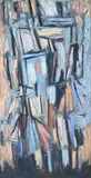 Standing figures deconstructed ii by Leo Davy, Oil on board, offered Oct 2024