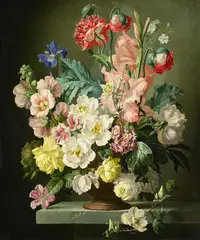Flower piece by Gerald Cooper, Oil on panel, sold Oct 2024