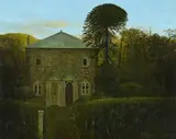 Surrey cottages by John Shelley, 1974, Oil on board, sold Oct 2024