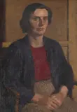 Portrait of a seated lady, with hands folded by Robert Buhler, Oil on canvas board, offered Oct 2024