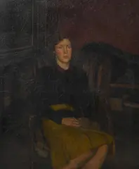 Portrait of a seated lady by Robert Buhler, Oil on canvas, offered Oct 2024