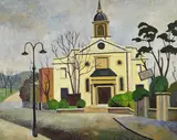 St. john's, downshire hill, hampstead by Elwin Hawthorne, 1936, Oil on canvas, offered Oct 2024