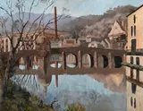 Bradford-on-avon by Ethelbert White, Oil on canvas, sold Oct 2024