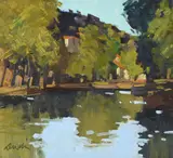 Evening on the mare, herault by George Devlin, Oil on canvas, sold Oct 2024