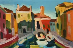 Rio chi s. vio, venezia by Roberto Ferruzzi, Oil on board, sold Oct 2024