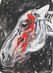 Horsehead ii by Elisabeth Frink, Acrylic and charcoal, sold Oct 2024