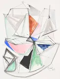St. ives by William Gear, Watercolour, ink and crayon, offered Oct 2024