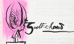 Invitation design for exhibition by Graham Sutherland, 1953, Watercolour and ink, sold Oct 2024
