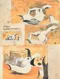 Study for sprawling tree trunk by Graham Sutherland, 1937, Watercolour, ink, pencil and collage, sold Oct 2024