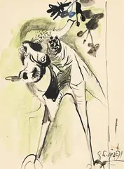 Study for green tree form i by Graham Sutherland, 1939, Watercolour and ink, sold Oct 2024