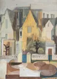 Tall houses by Humphrey Spender, Watercolour, ink and chalk, sold Oct 2024