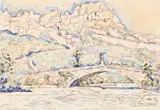 Le mont-blanc vu de sallanches by Paul Signac, 1919, Watercolour and black crayon, sold Oct 2024