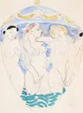 Design for a lidded jar: the three graces by Duncan Grant, Watercolour and pencil, sold Oct 2024