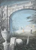 Palladian villa by Felix Kelly, Gouache on card, sold Oct 2024