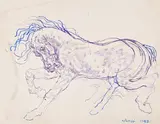 Horse study by Eduardo Paolozzi, 1947, Pen and ink, sold Oct 2024