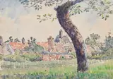 Back of the village by Lucien Pissarro, Watercolour and ink, sold Oct 2024