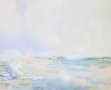 Waves breaking under a cloudy sky by Frank Dobson, Watercolour and gouache, offered Oct 2024