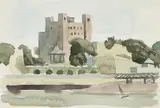 Rochester castle by Elwin Hawthorne, Watercolour and pencil, offered Oct 2024