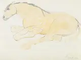 Lying down horse by Elisabeth Frink, Watercolour and pencil, sold Oct 2024