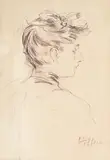 Portrait of a lady, side profile by Paul César Helleu, drawing, sold Oct 2024