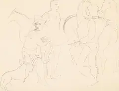 Circus troupe by Christopher Wood, Pencil, sold Oct 2024