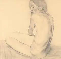 Seated female nude by Austin Osman Spare, Pencil, sold Oct 2024