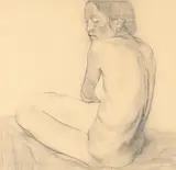 Seated female nude by Austin Osman Spare, Pencil, sold Oct 2024