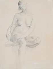 Sitting nude by Christopher Wood, Pencil, sold Oct 2024