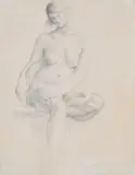 Sitting nude by Christopher Wood, Pencil, sold Oct 2024