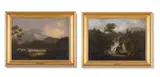A rocky wooded landscape with a cascade by John Rathbone, Oil on canvas, a pair Each, sold Oct 2024